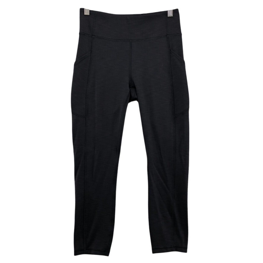 Lululemon Invigorate High-Rise Crop 23" Heathered Black Womens 6 Gym Workout
